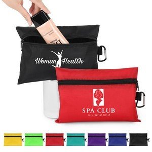 8.5" x 6" Ripstop Utility Zipper Pouch With Carabiner