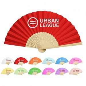 Full Color Folding Paper Fan w/ Bamboo Handle