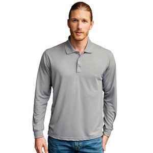 Vansport™ Omega Solid Long Sleeve Mesh Tech Polo Shirt