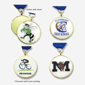 Stock shape medal with domed 4-color process printed sticker (2 1/2")
